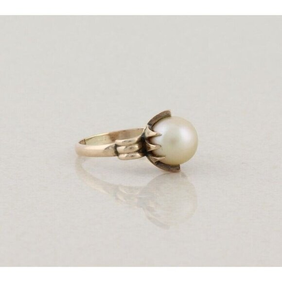 Unbranded Jewelry - 14k Yellow Gold Freshwater Pearl Ring Antique Art Deco Size 6